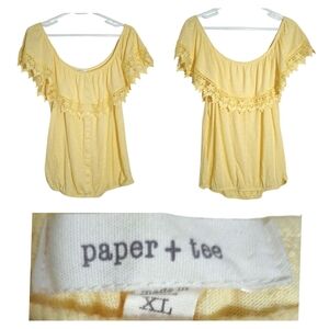 Paper + Tee Yellow Lace Blouse
